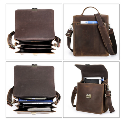 Bancroft Lock-Closure Leather Crossbody