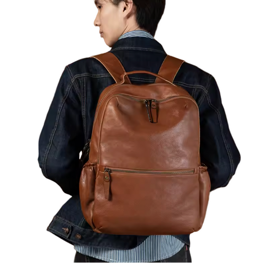 Marshall Front-Zip Leather Daypack