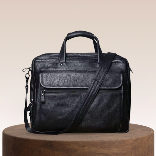 Ellington Triple-Compartment Leather Briefcase