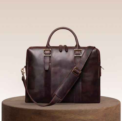 Thornton Wide-Opening Leather Briefcase
