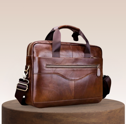 Anthony Front Zip Leather Briefcase