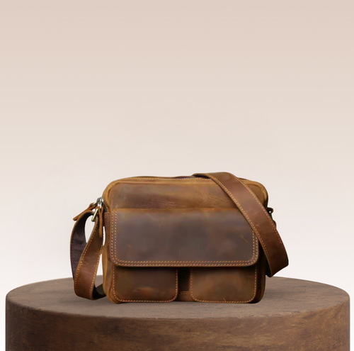 Milton Twin-Pouch Leather Crossbody