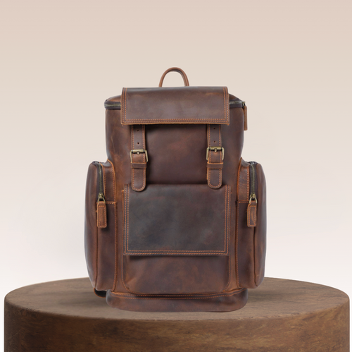 Ellison Front Pocket Leather Backpack