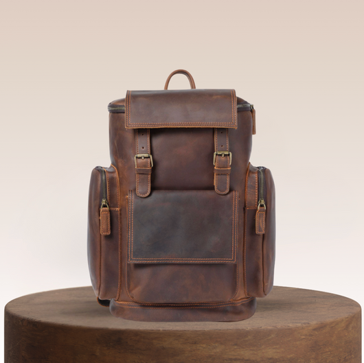 Ellison Front Pocket Leather Backpack