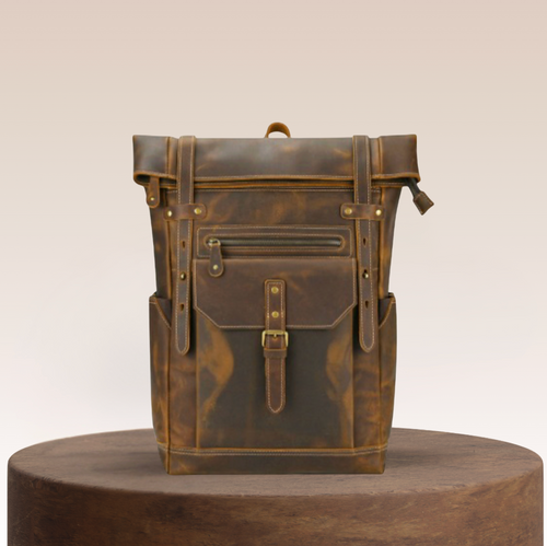 Stephen Roll-Top Leather Backpack