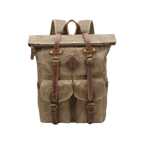 Edril Tall Roll-Top Canvas Backpack