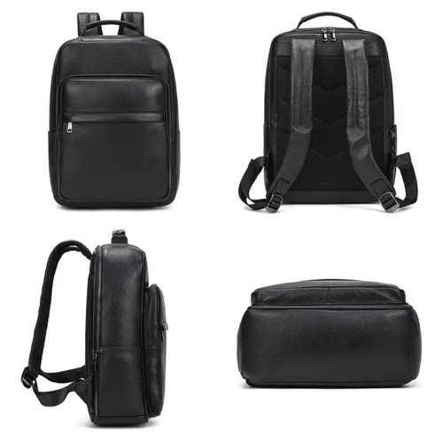 Everett Zip Leather Laptop Backpack