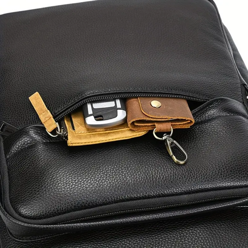 Everett Zip Leather Laptop Backpack